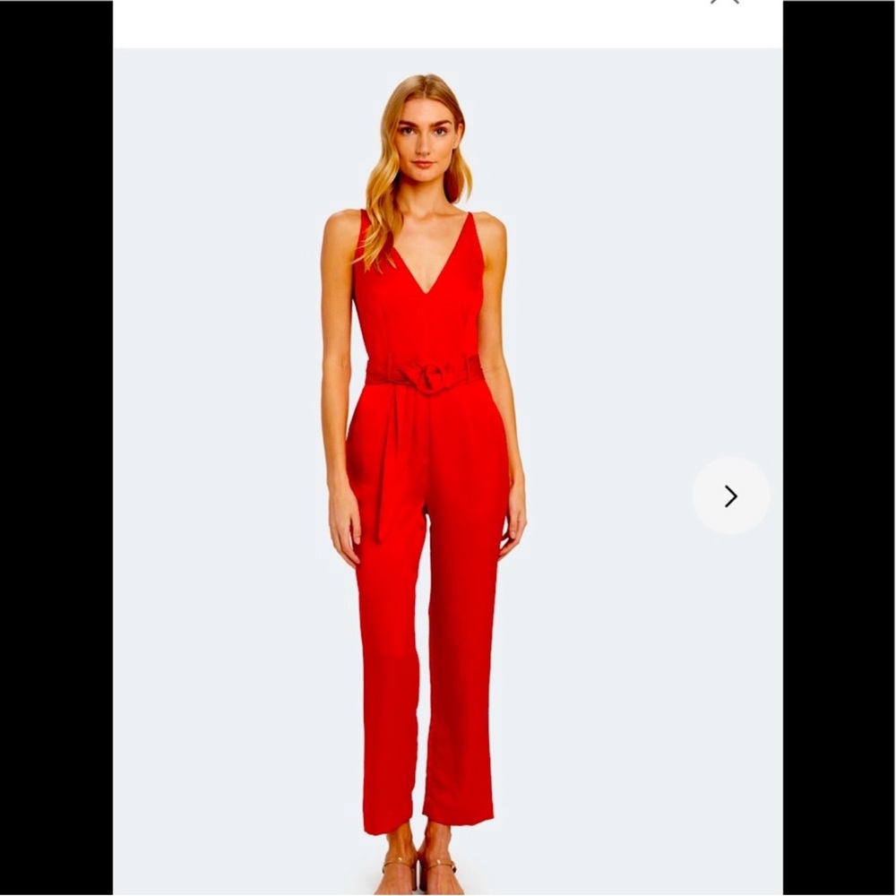 Wayf Red Satin Jumpsuit